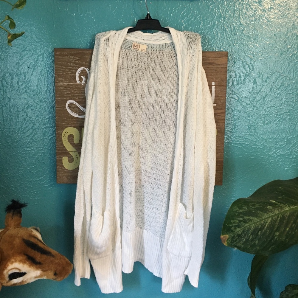 White SO Cardigan Sweater